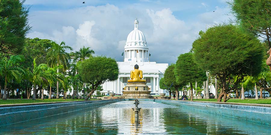 A gold statue in Colombo, Sri Lanka. 